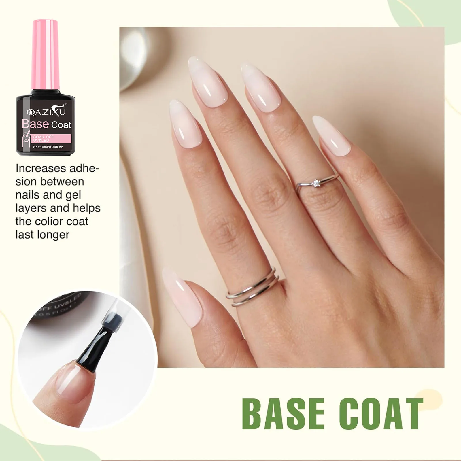 QAZIXU 1-3Pcs 10ml Functional Gel Nail Art Set with Base Coat and Top Coat, Matte Top Soak Off for Nail Art Design Tool