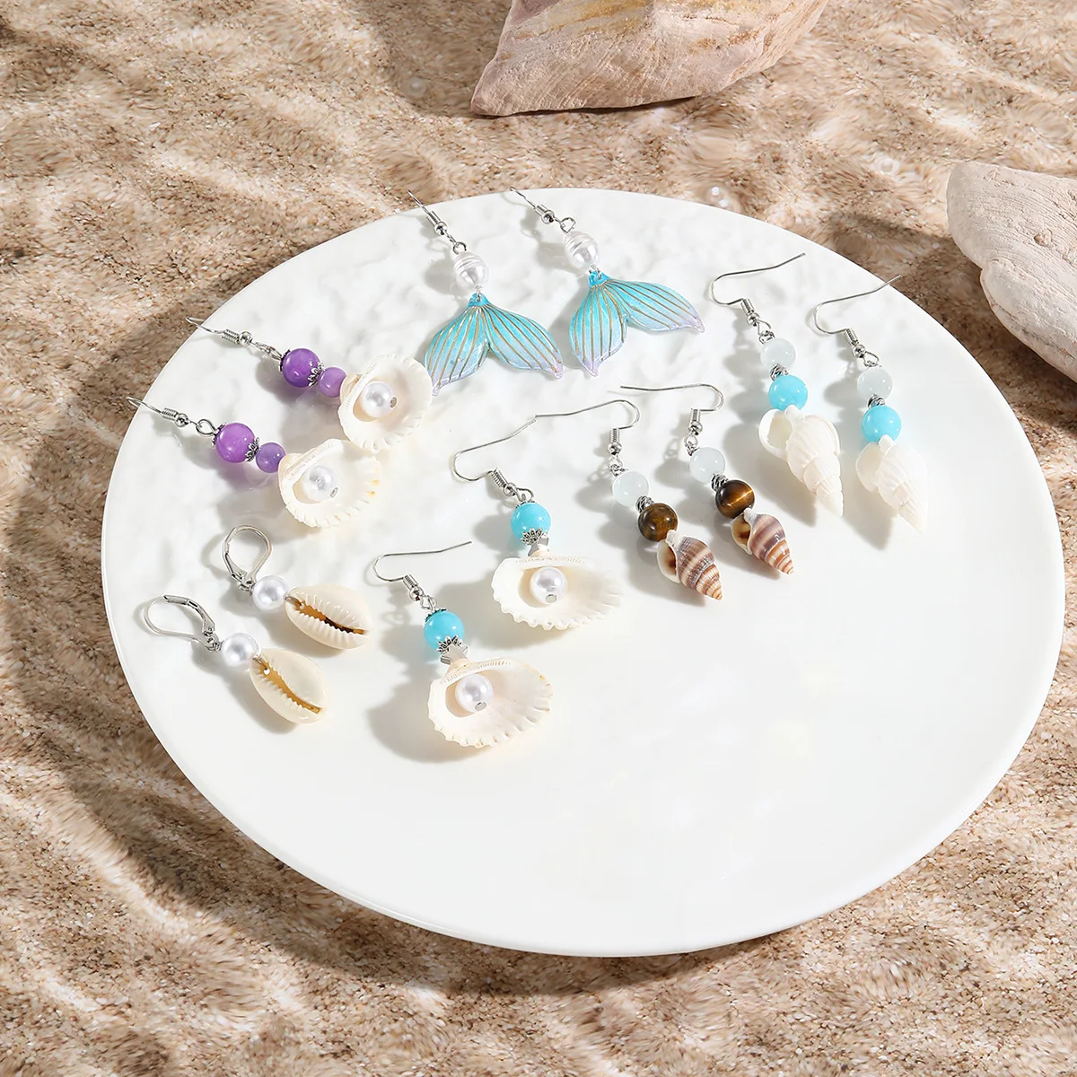 

Ocean-Inspired Natural Stone Earrings Bohemian Shell Earrings Natural Shell Earrings Women's Fashionable Trendy Accessories
