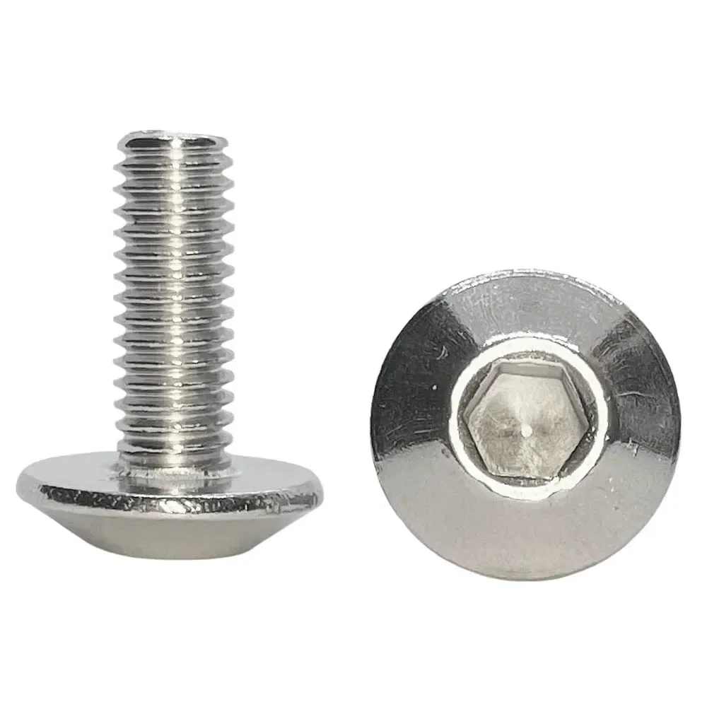 10pcs Stainless Steel Large Flat Head Hexagon Socket Screws Bolts M6 12/16/20mm for Motorcycle Moped Scooter Tail Plates