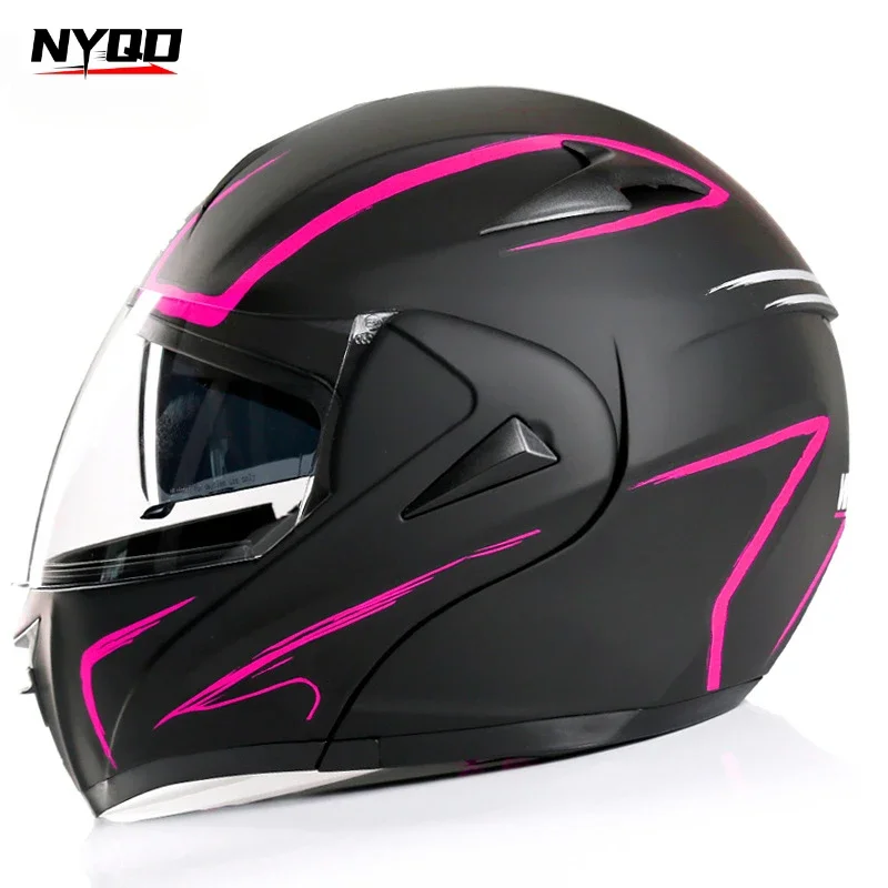 Racing Motocross Helmets Dual Lens Carbon Helmet Motorcycle Helmet Full Face Helm Safe Flip Up Cascos Para Moto Dual Visor