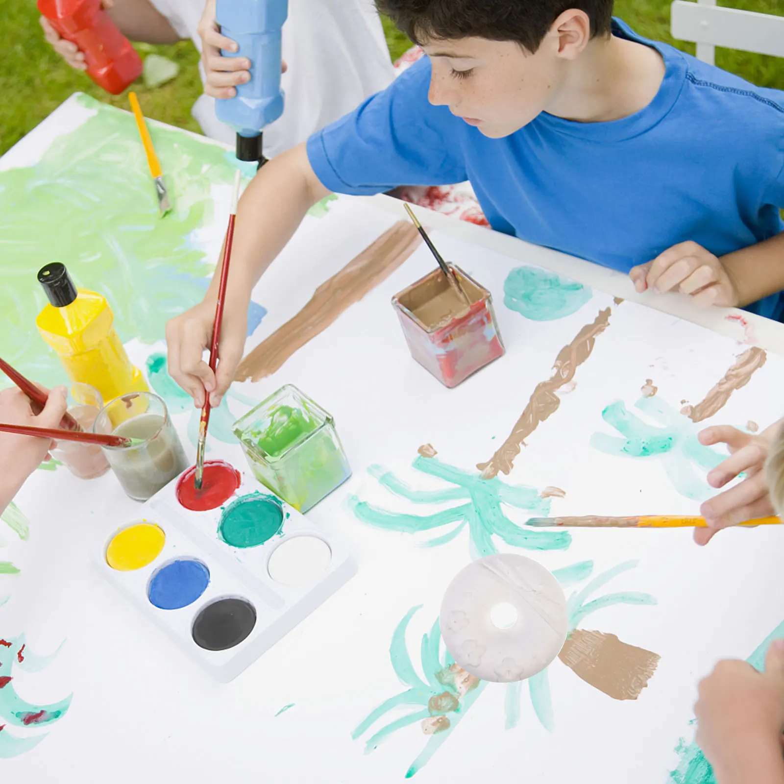 1Set Donut Gips Schilderij Kit Creatieve DIY Kleurstandbeeld Kids Graffiti Craft Educatieve Activiteit Kids Schilderij Kit