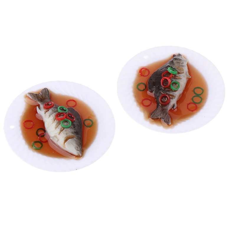 1pc 1:12 Dollhouse Simulation Braised Fish Dollhouse Chinese Cuisine Model Dollhouse Kitchen Food Accessories Pretend Play Toys