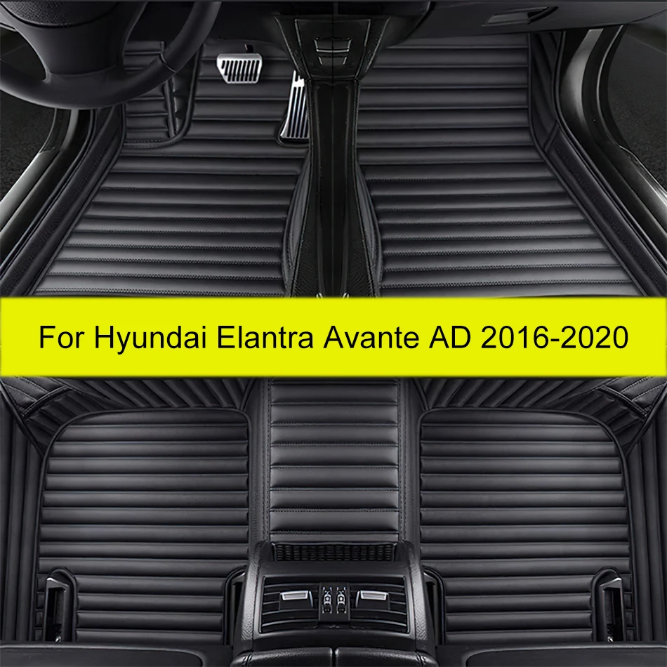 Car Floor Mats For Hyundai Elantra Avante AD 2020 2019 2018 2017 2016 Waterproof Artificial Leather Luxury Anti Slip Foot Pads