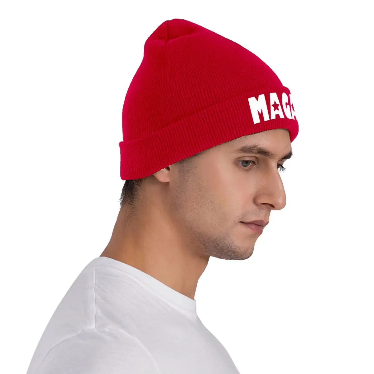 MAGA LOGO Bonnet Hats Skullies Beanies Men Women Y2K Cool Head Wrap Beanie Hats Autumn Gym Printed Cap