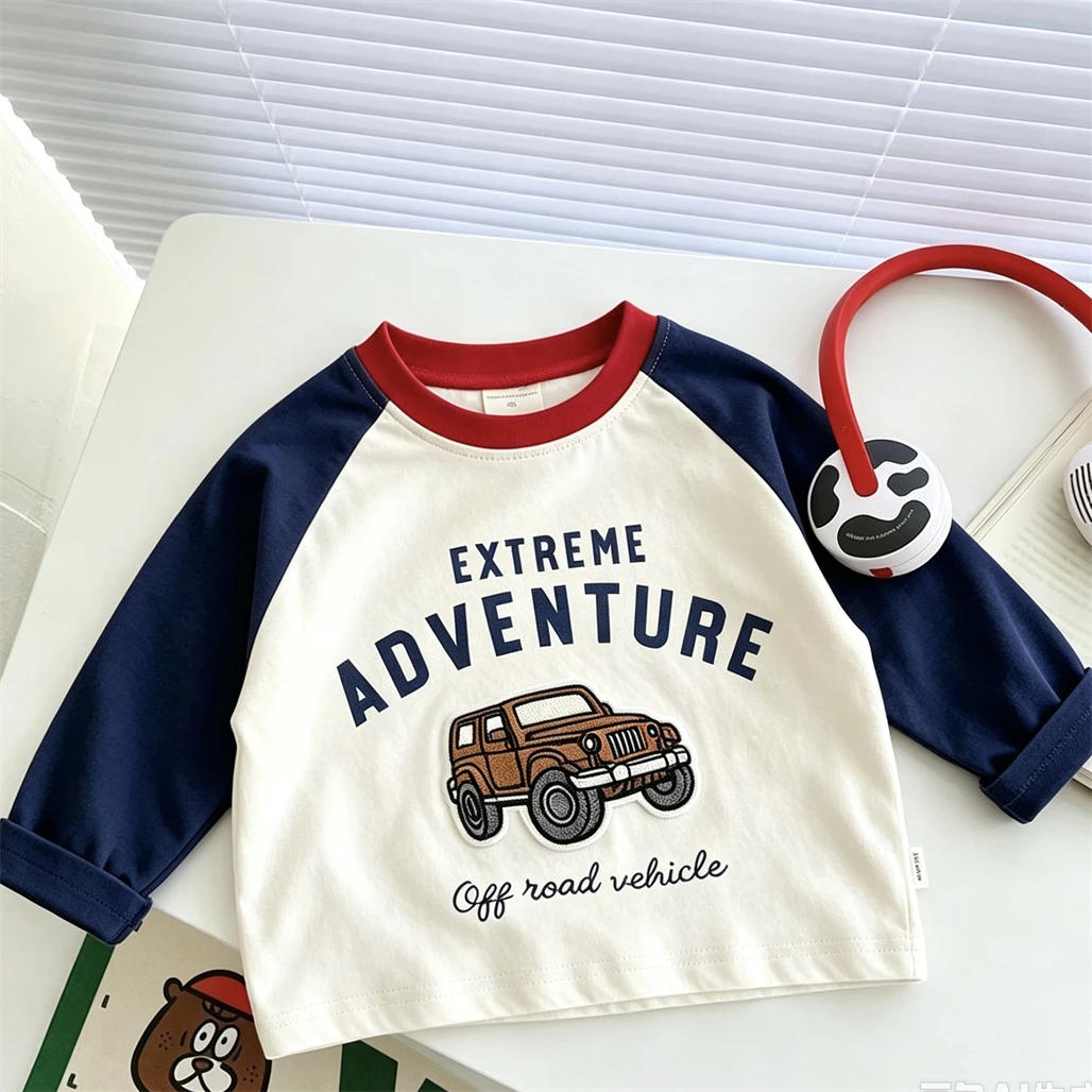 Samll Child Long-sleeved T Shirt Printing Raglan Tshirt Fashion Casual Loose Tees Lovely Base Shirt Simple Versatile Pullovers