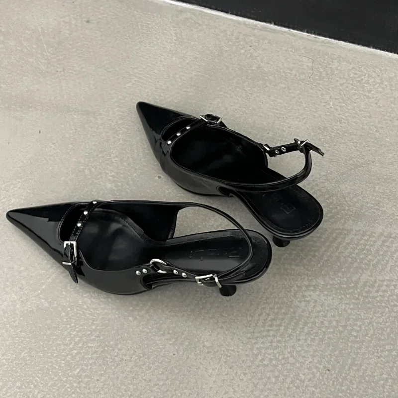 Comemore New Brand Women Sandals Fashion Solid Color Buckle Pointed Toe Shallow Slip on Party Ladies Modern Shoes Zapatos Mujer image 6