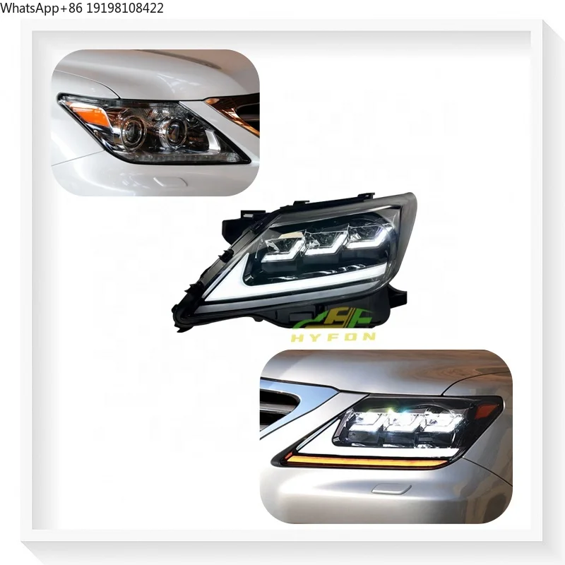 For Lexus LX570 2007-2015 Upgrade New matrix LED Three-eye Headlight LED Day Running Light Flow Turn signal Plug and Play