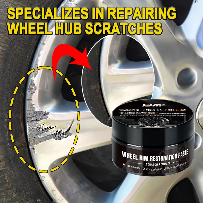 80g Wheel Hub Repair Kit - Detail Restorer & Polishing Paste for Car Tire Care, No-Residue Dent Removal Wax