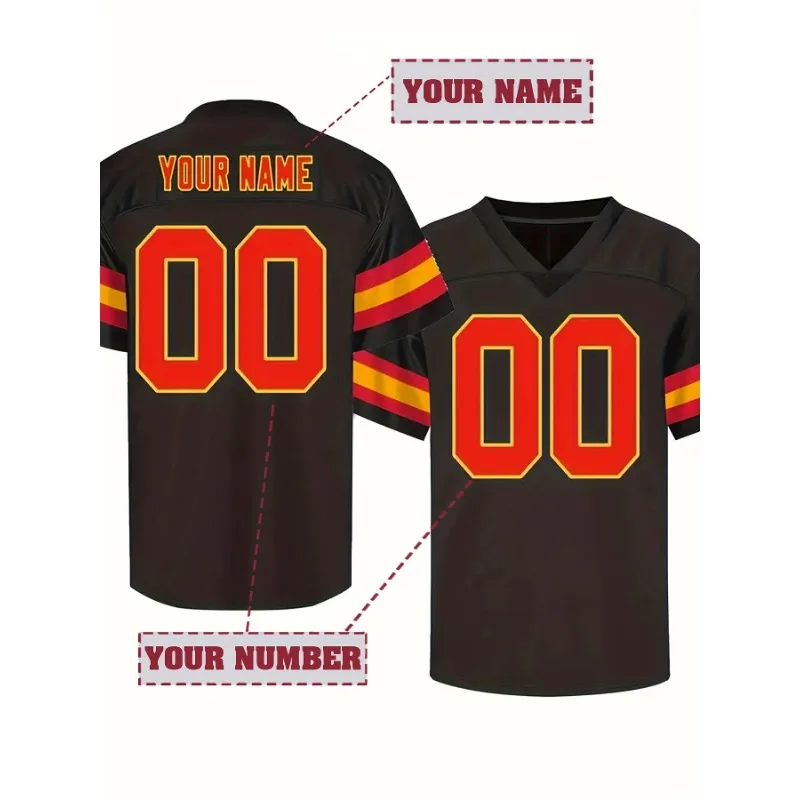 

Мужская футбольная майка на заказ — персонализированное имя и номер, дышащая футболка с v-образным вырезом и короткими рукавами Kansas City Personnalisé