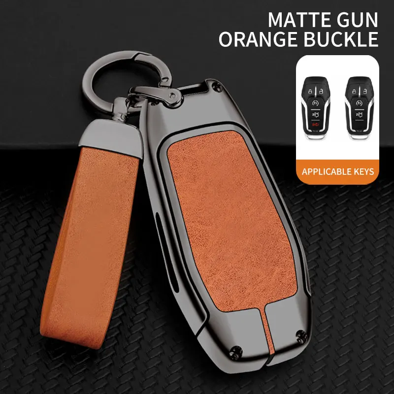 Étui en cuir pour clé de voiture, 4 ou 5 boutons, pour Ford Fusion Explorer Mustang Edge F-150 Mondeo, pour Lincoln MKZ MKC MKX
