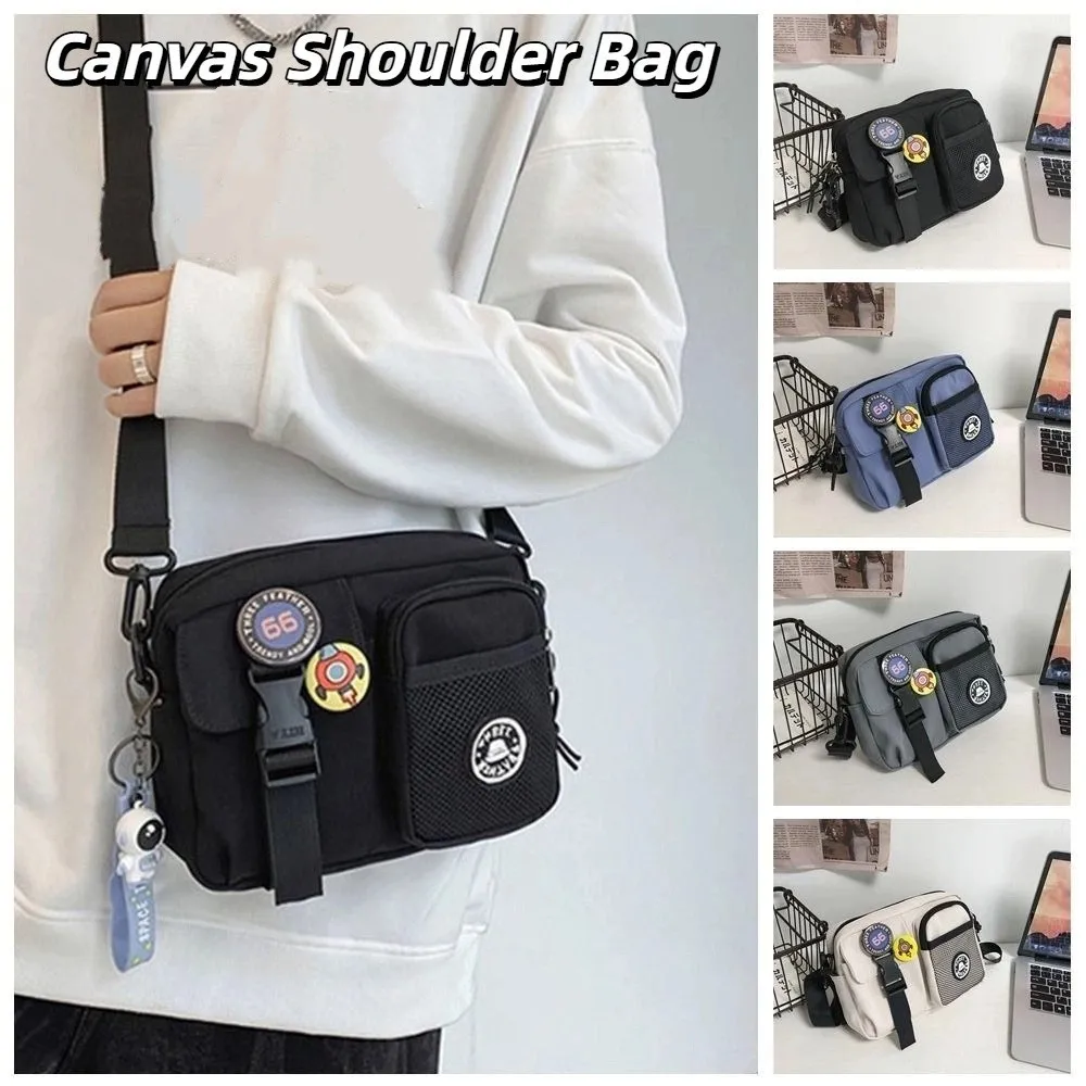 

New Trend Quick-dry Canvas Shoulder Bag Harajuku Portable Men Crossbody Bag Sports Waterproof Mobile Phone Pack Male