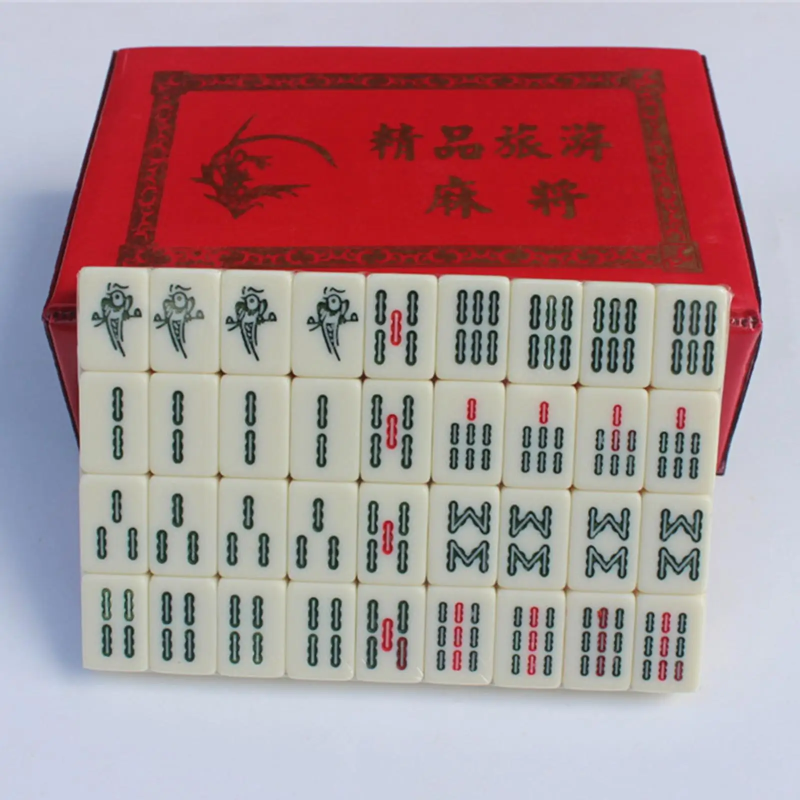 

Portable Chinese Mahjong Game Set Mini Size Melamine Tiles with Carved Numbers for Party Entertainment Travel Home