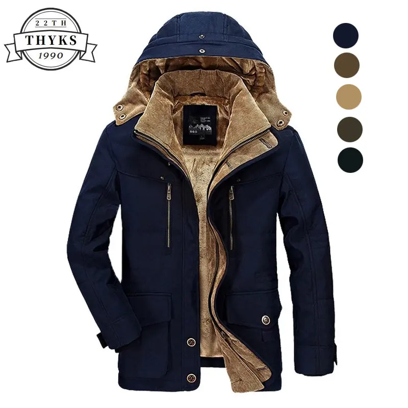 Brand Winter Jacket Men 6XL 7XL Cotton Thick Warm Parka Male Hooded Casual Fleece Liner Multi-Pocket Parkas Hombre Invierno