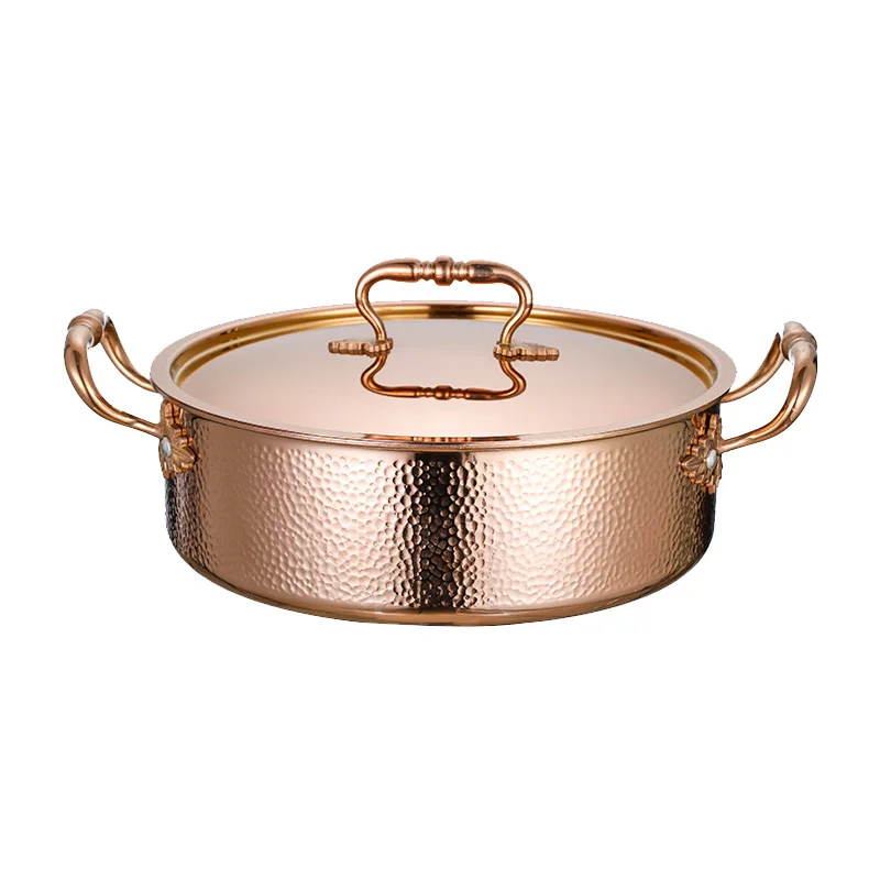 

304 hot pot hammer pattern gold three-layer steel stainless steel mandarin duck clear soup hot pot