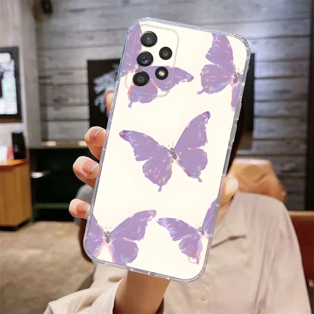 Butterfly Pattern Phone Case For Samsung A71,70,52,51,40,31,50,20,21,S,12,10,S,A03S,Note20 Ultra,4G,Ultra,Soft Transparent Case