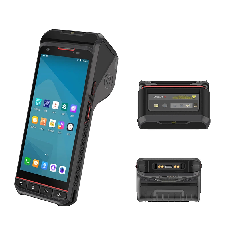 Rugged PDA Android Thermal Printer with 2D Barcode Scanner Adhesive Sticker Printer NFC Reader