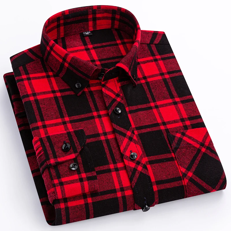 Camisa de manga larga para hombre, Camisa lisa ajustada, 100% algodón, con un solo bolsillo, talla grande, novedad