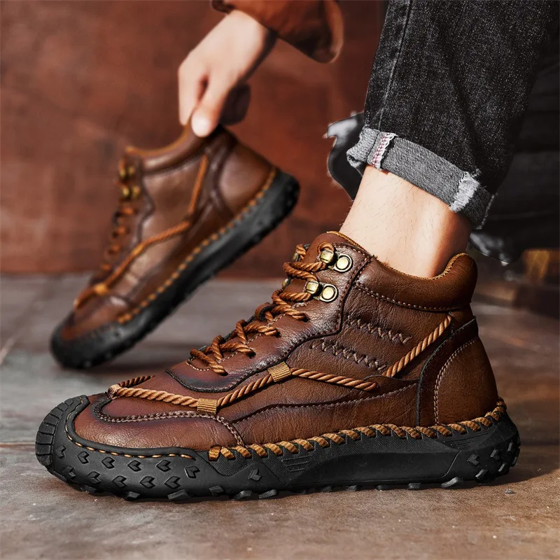 

2025 Motorcycle Boots Winter 48 Large Hot Selling Men's Shoes Warm Short Boots Lightweight Snow Boots Shoes for Men