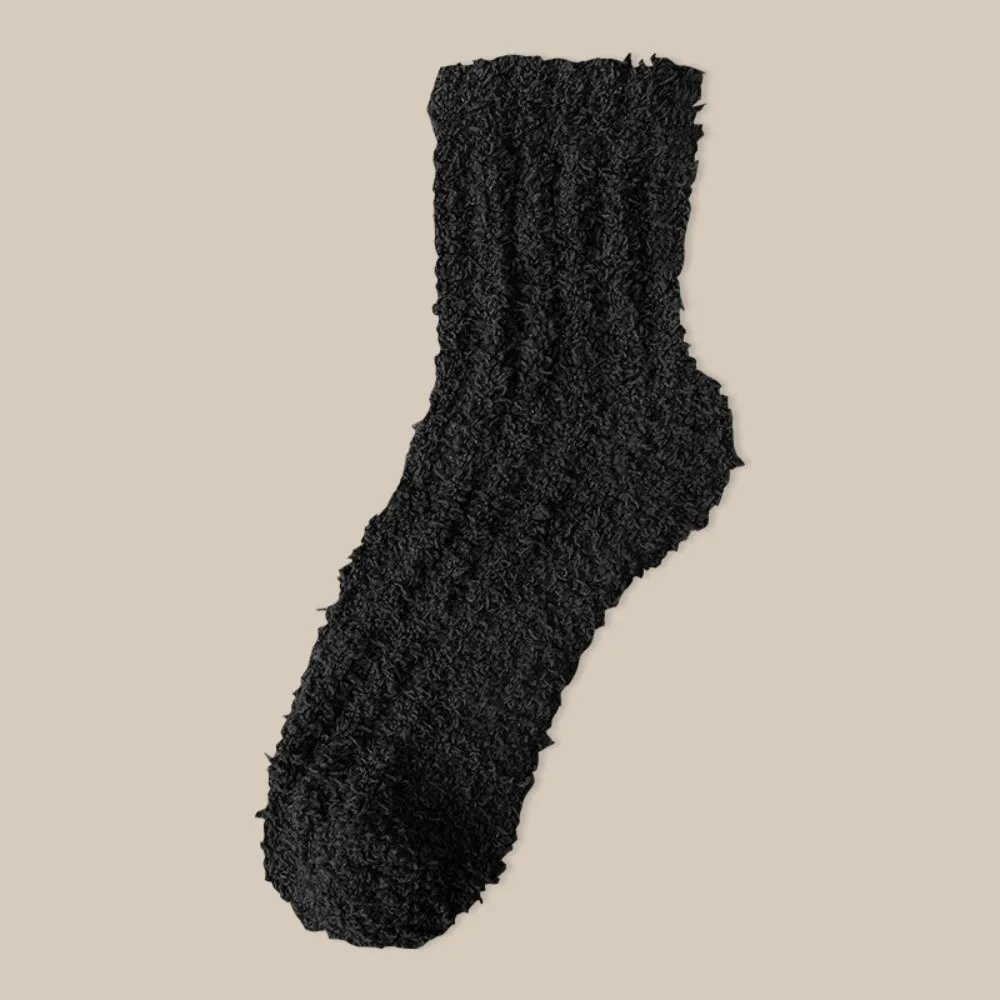 

1/4 Pairs New Winter Coral Velvet Socks Solid Color Thickened Cotton Socks Fluffy Warm Floor Socks Sleep Socks