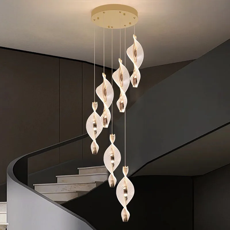 Moderno irregular geométrico lustre escada sala de estar lâmpadas luxo mesa jantar iluminação led pingente luz decoração para casa