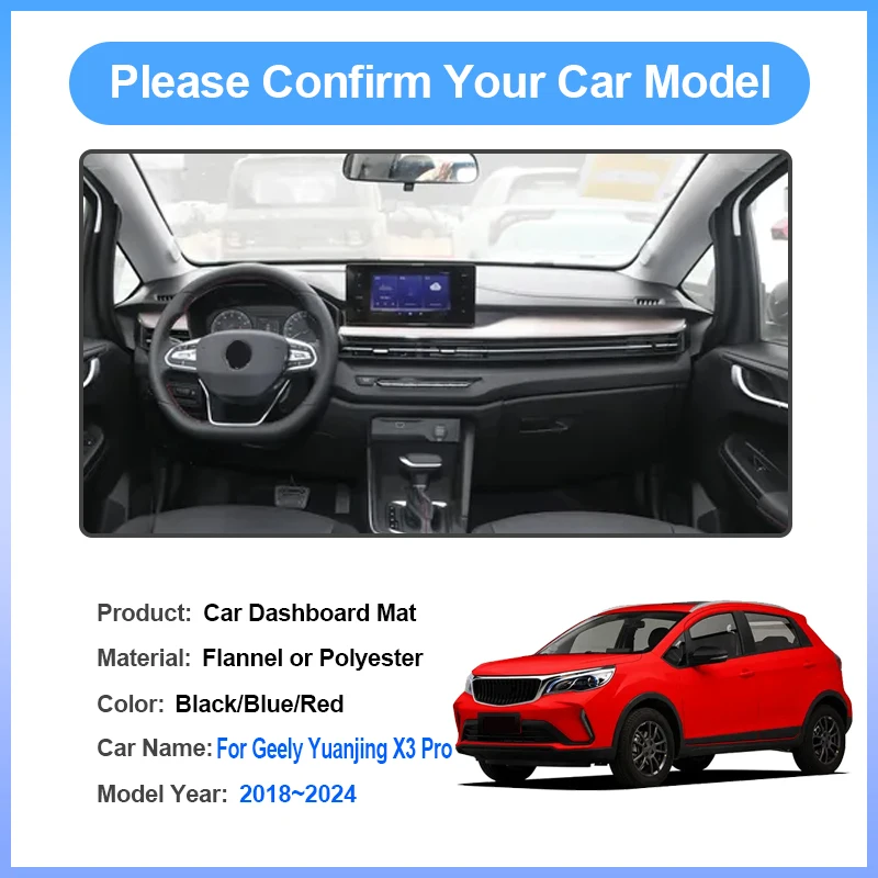 Car Stickers For Geely Yuanjing X3 Pro Livan X3 Pro 2018~2024 2019 Dashboard Rug Cover Dash Mat Protective Avoid Light Carpet