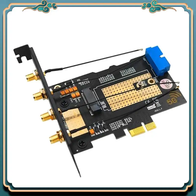 ABJG-M.2 B Key USB3.0 & Pcie 5G Dual Bus 5G-WWAN Card Adapter Card, Desktop Adapter Card With 4 Antennas SIM Slots Easy Install