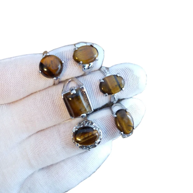 20 teile/los Großhandel Mix Stil Natürliche Stein Finger Ringe Für Frauen Luxus Achat Mode HEIßER Blau Sandstein Schmuck Geschenk Mädchen – Detail 14