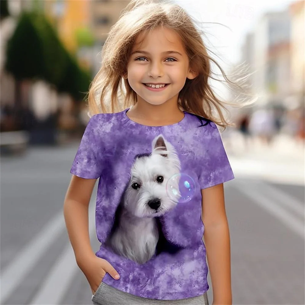 Baby Girl T-Shirt Summer Casual Comfortable Breathable Short Sleeve 3d Printed Fun Girls' T-Shirt Children'sclothing