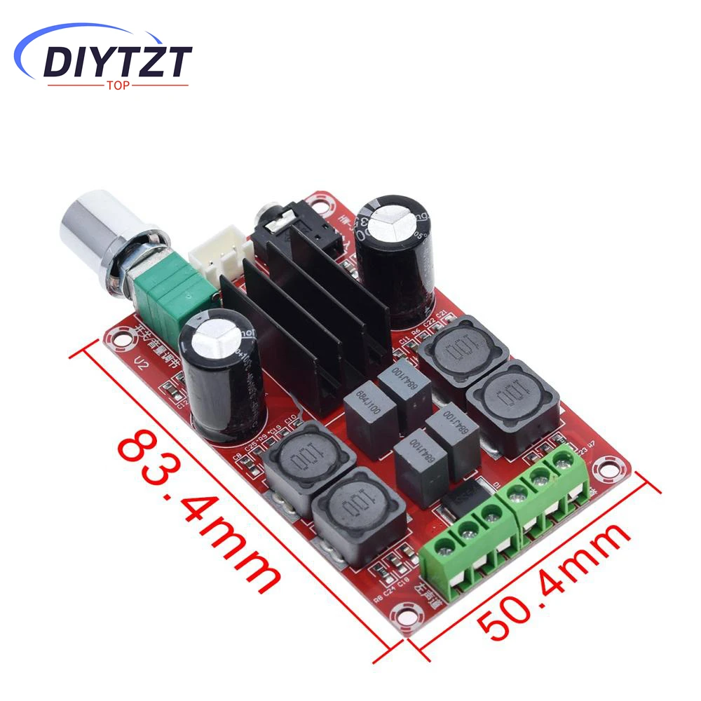 DIYTZT 2*50W TPA3116D2 high-power digital amplifier board TPA3116 Two channel amplifier board 12-24V