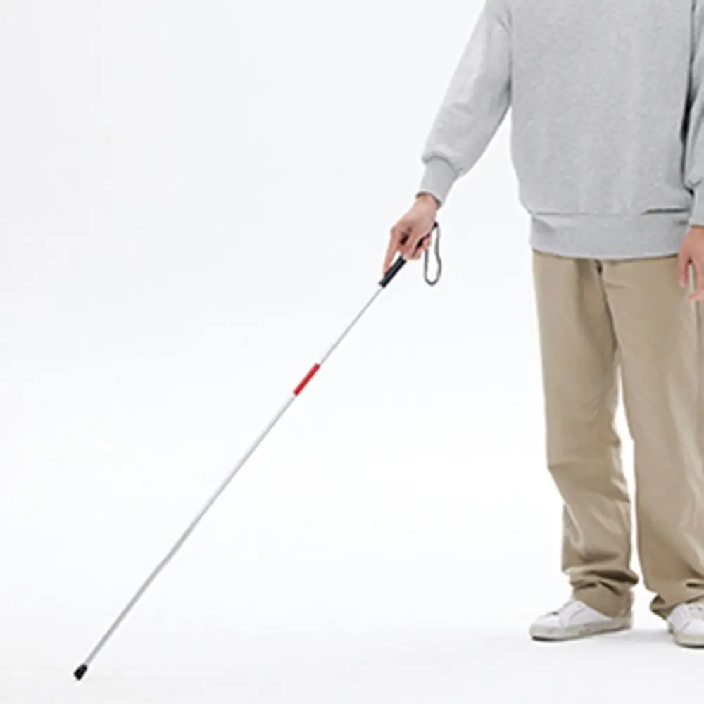 Aluminum Alloy Blind Walking Stick Adjustable Height Anti-slip Grip Hiking Trekking Pole Reflective Portable