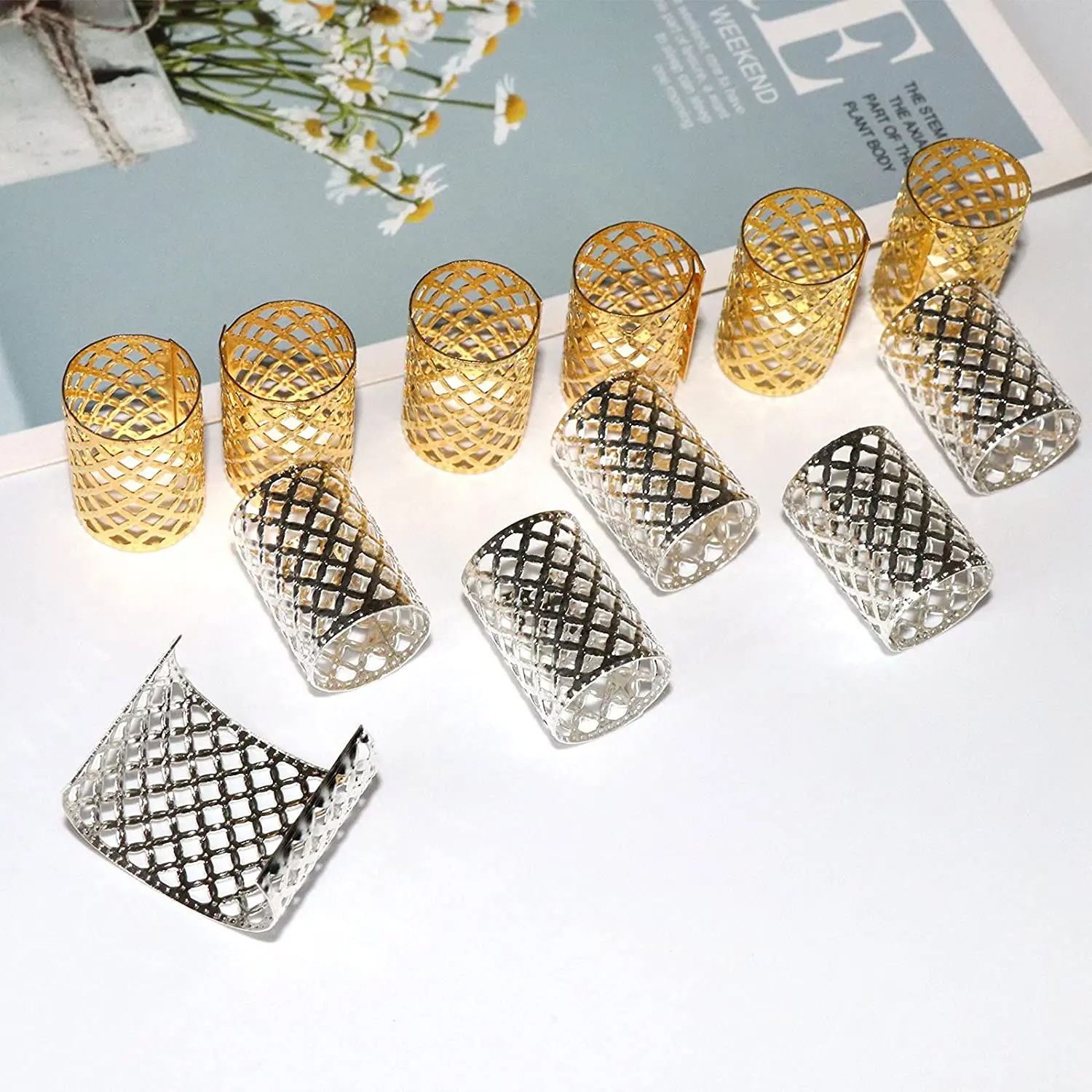 30 ชิ้น/ล็อต Dreadlocks ลูกปัดโลหะ Dread Golden และ Silver แหวนผมล็อคโลหะ Cuffs ตกแต่งผม Braiding ผมเครื่องประดับ