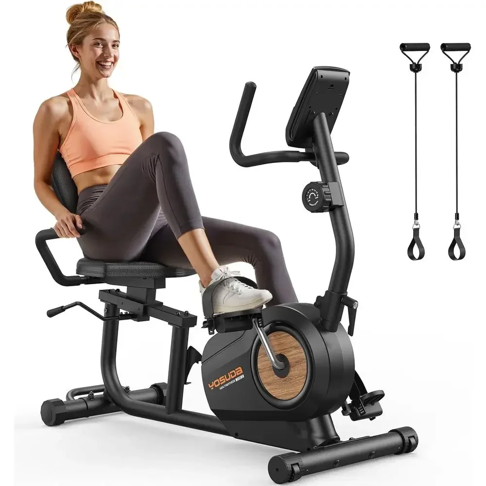 Adjustable Seat Magnetic Recumbent Bike for Seniors - 350 lbs Capacity, 16 Resistance Levels, LCD Monitor & Pulse Sensor