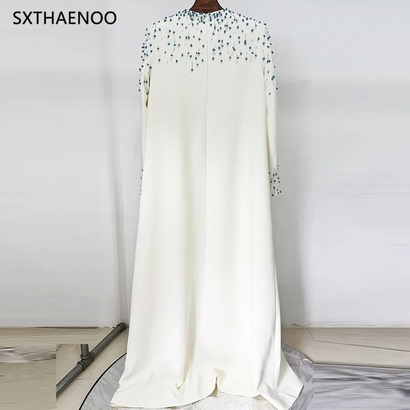 SXTHAENOO 2025 Nuovo Boho Chic In Rilievo Allentato Maxi Vestito A Maniche Lunghe Elegante Usura Del Partito Plus Size Abiti Flowy Donne Abiti