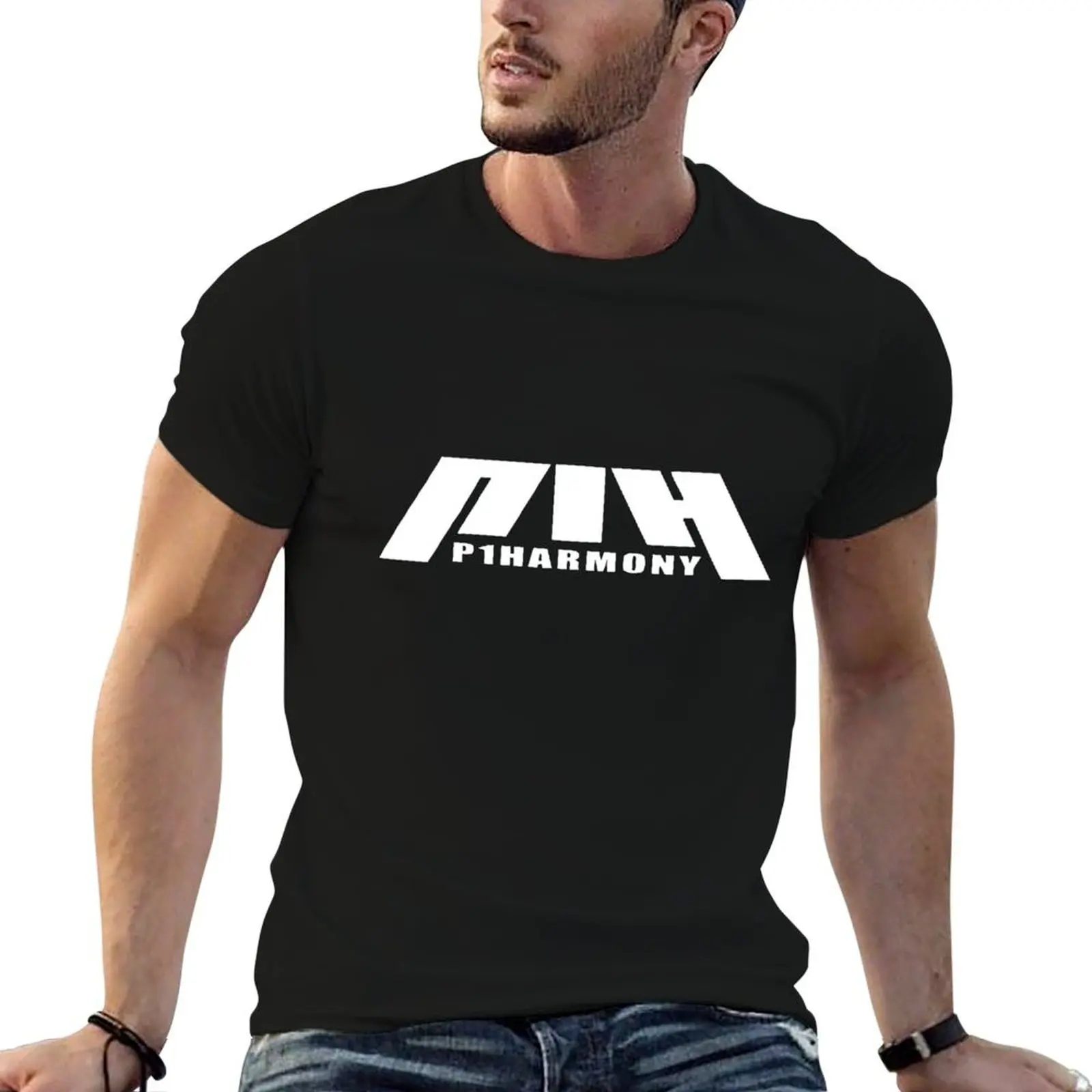 P1Harmony KPop HD Logo T-Shirt man t shirt oversized graphic tee mens t shirts top quality