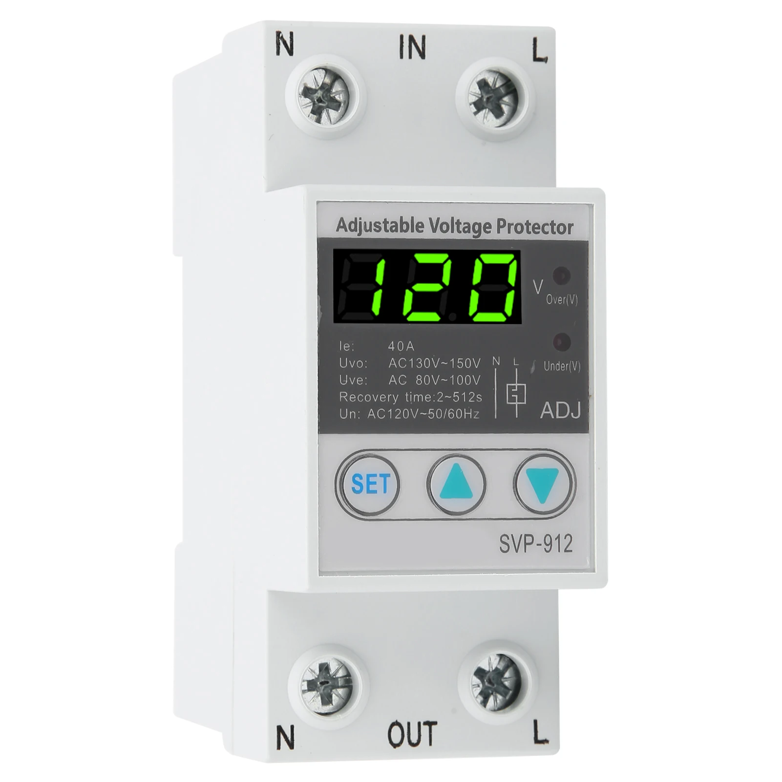 SVP912 120VAC 40A 63A 80A Adjustable Self Recovery Under Voltage Automatic Reset Protection Switch