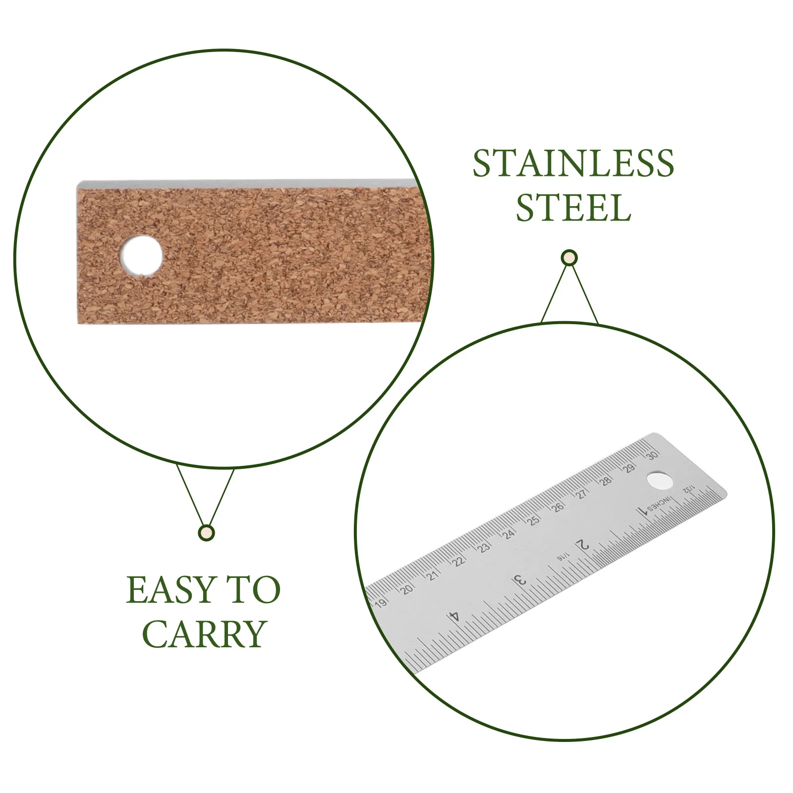 3 قطعة مسطرة معدنية مع الفلين الخلفي الفولاذ المقاوم للصدأ 12 بوصة 6 بوصة عدم الانزلاق حافة مستقيمة حاكم التخرج المزدوج لقياس الصياغة