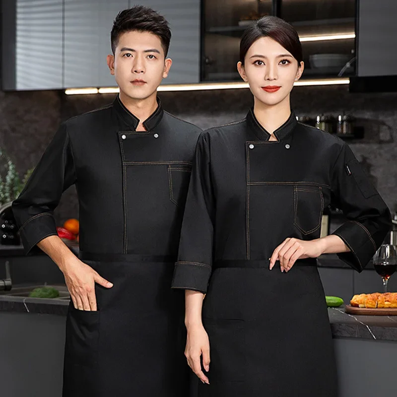 Uniformes de chef cuisinier pour hommes et femmes, manches longues en Y, vêtements de travail unisexes pour restaurants et hôtels