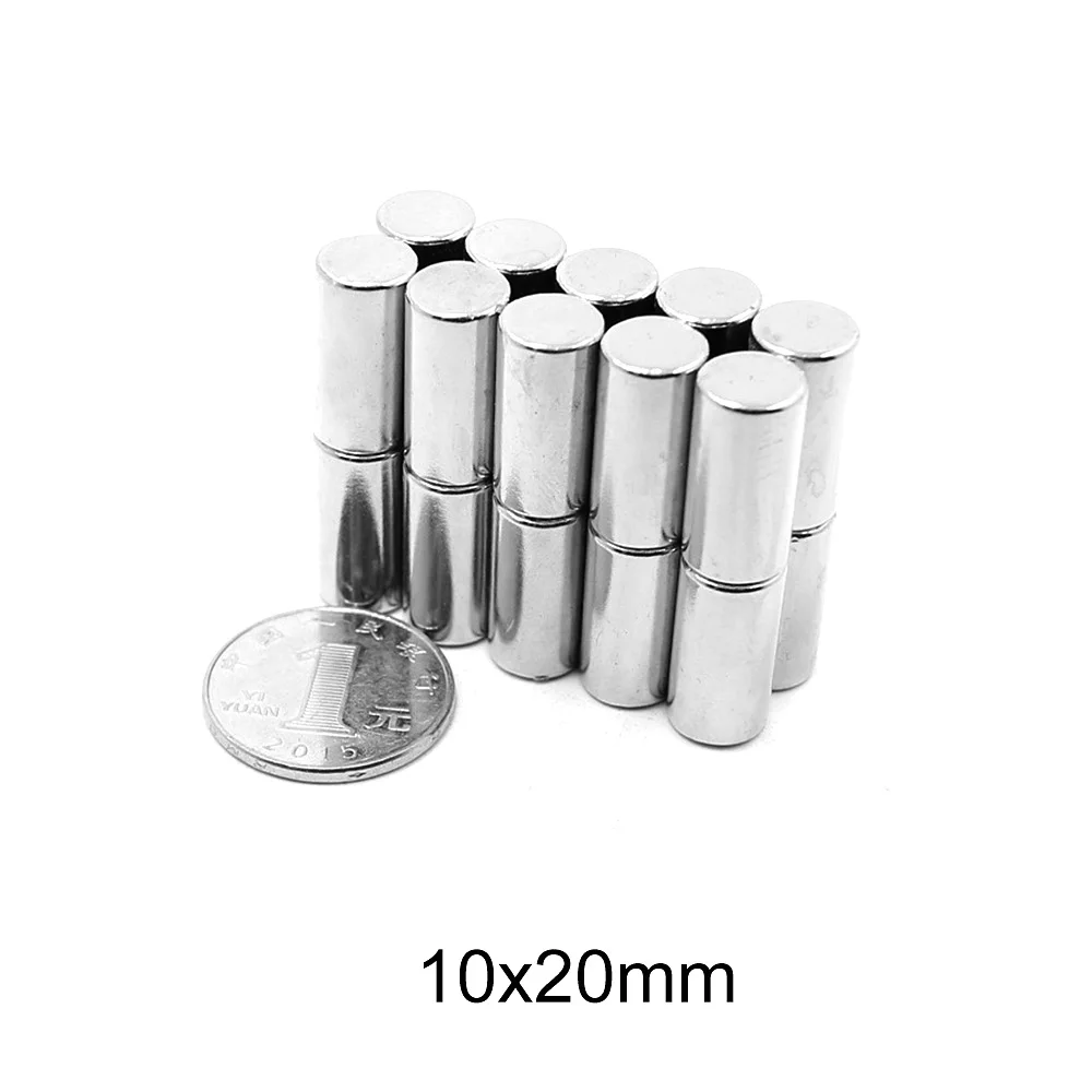 2pcs 10 * 20mm circular NdFeB neodymium magnet N35 super cylindrical strong magnet permanent magnet cylinder 10x20mm