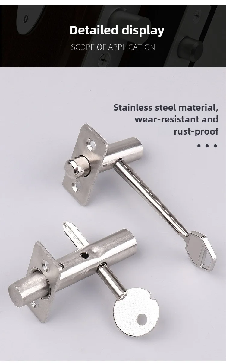 1 Set Eisenrohr-Brunnenschloss-Hardware, Rohr-Brunnenschloss für feuerfeste Türen, Notausgangsschloss, Edelstahl, verdeckte Tür – Detail 5