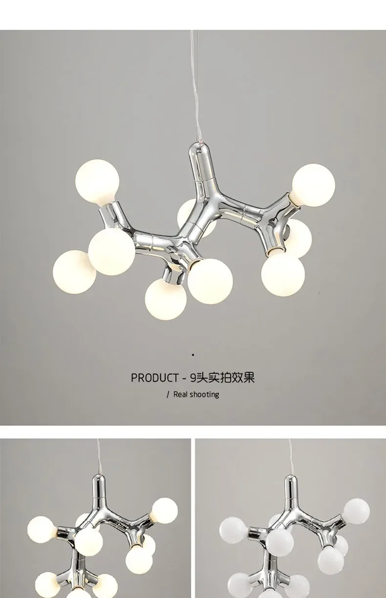 Postmodern LED Chandelier Lighting Copper Dining Room Island