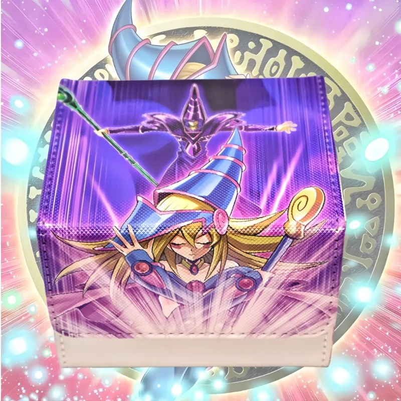 

Yu-Gi-Oh! Dark Magician Girl Leather Collection Card Protection Box Anime Cartoon Magnetic High-Capacity Game Card Storage Box