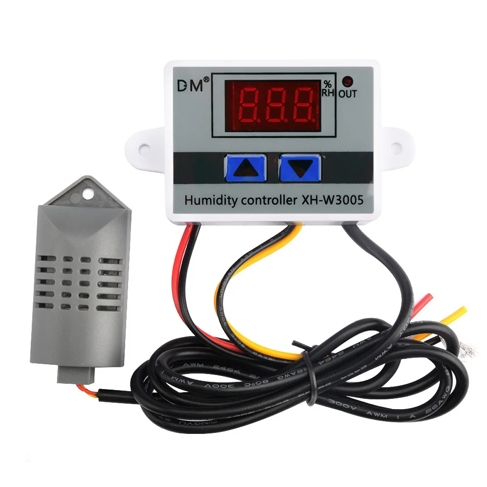 XH-W3005 W3005 DC 12V 24V 220V 10A Digital Humidity Controller Hygrometer Control Switch 0~99%RH Hygrostat w/ Humidity Sensor