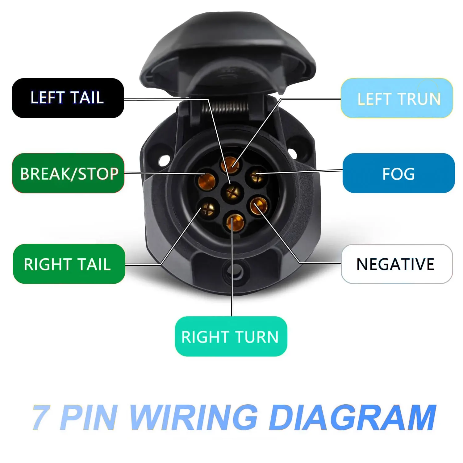 7 Pin Trailer Extension Cable 2M 12V 24V Pre-wired Wiring Harness Waterproof Connector for Caravan RV Truck