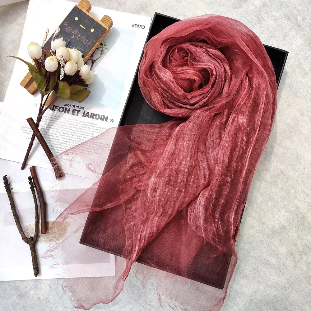 Solid Color Scarf for Women Elegant New Style Silk Women Versatile for Spring and Autumn Dirty Dye Sunscreen Elegant Generous