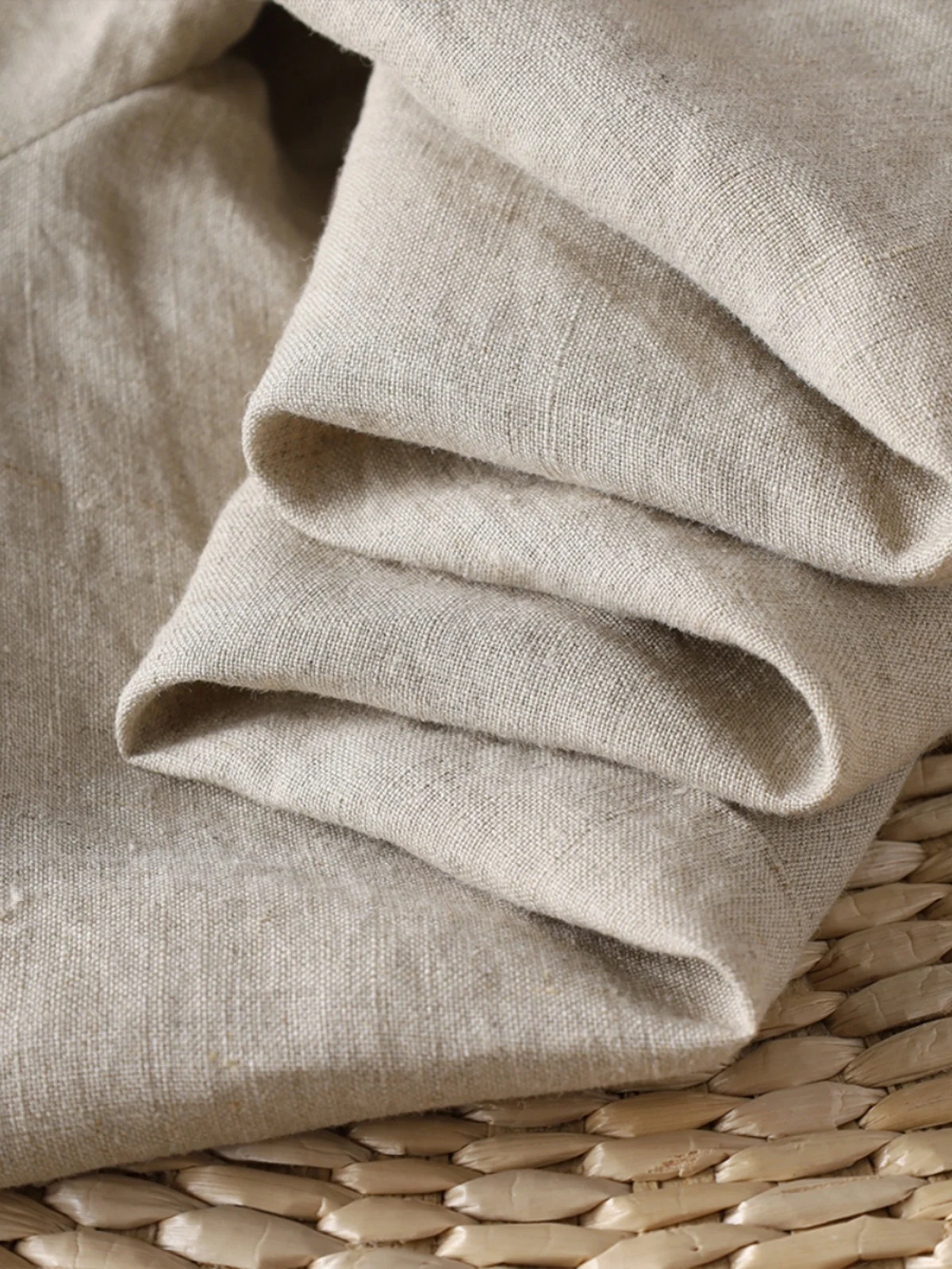 Retro Pure Color Cotton Linen Wide Leg Pants Summer plus Size Women's Faionable Elastic Waist Casual Straight Nine-Piece Pants