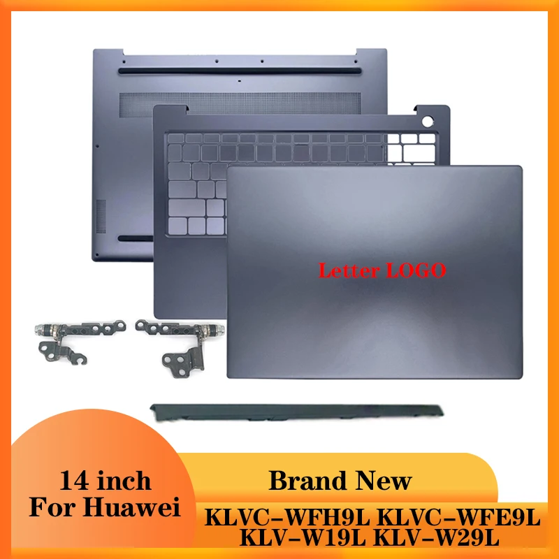 Laptop LCD Back Cover/Hinges Cover/Palmrest/Bottom Case For HUAWEI MateBook 14 KLV-W19L KLV-W29L KLVC-WFH9L KLVC-WFE9L 2021 Grey