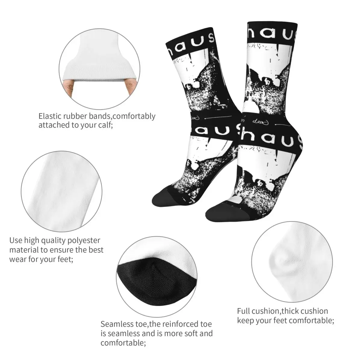 Men Women Bauhaus Bat Wings Bela Lugosi\'s Dead Socks Breathable Stylish Punk Band Socks Small Gifts