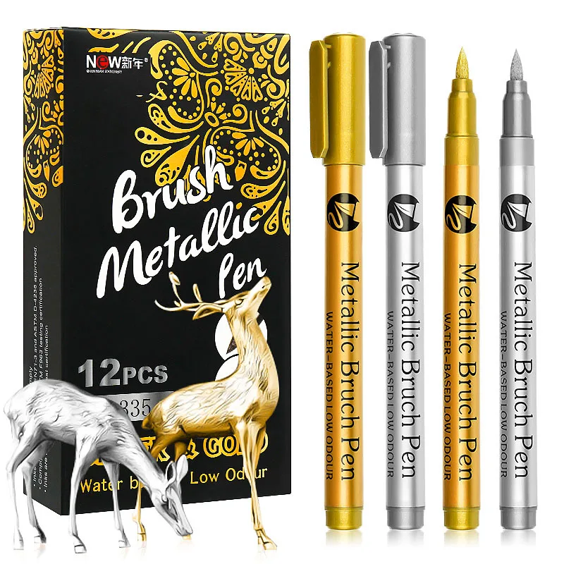 6/12Pcs Waterproof Permanent Paint Marker Pen, Gold and Silver Ink, Metallic, Rock, Mug, Ceramic, Glass, DIY Painting Supplies