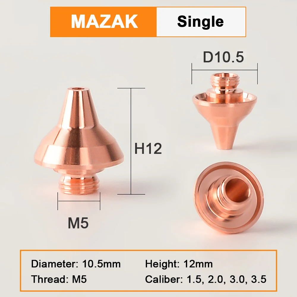 MAZAK 3D-Laserschneiddüse D10.5 H12 M5 1,5-3,5mm Kupferdüse für Faserschneidemaschinen-Zubehör – Detail 2