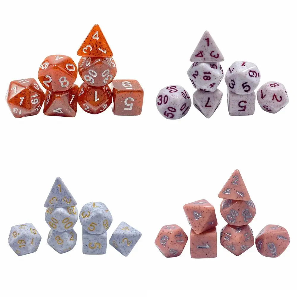 7Pcs Acrylic Polyhedral Dice 7-Die Table Game DND Dice Durable Party Game Spotted Game Dice D4 D6 D8 D10 D12 D20 For TRPG DND